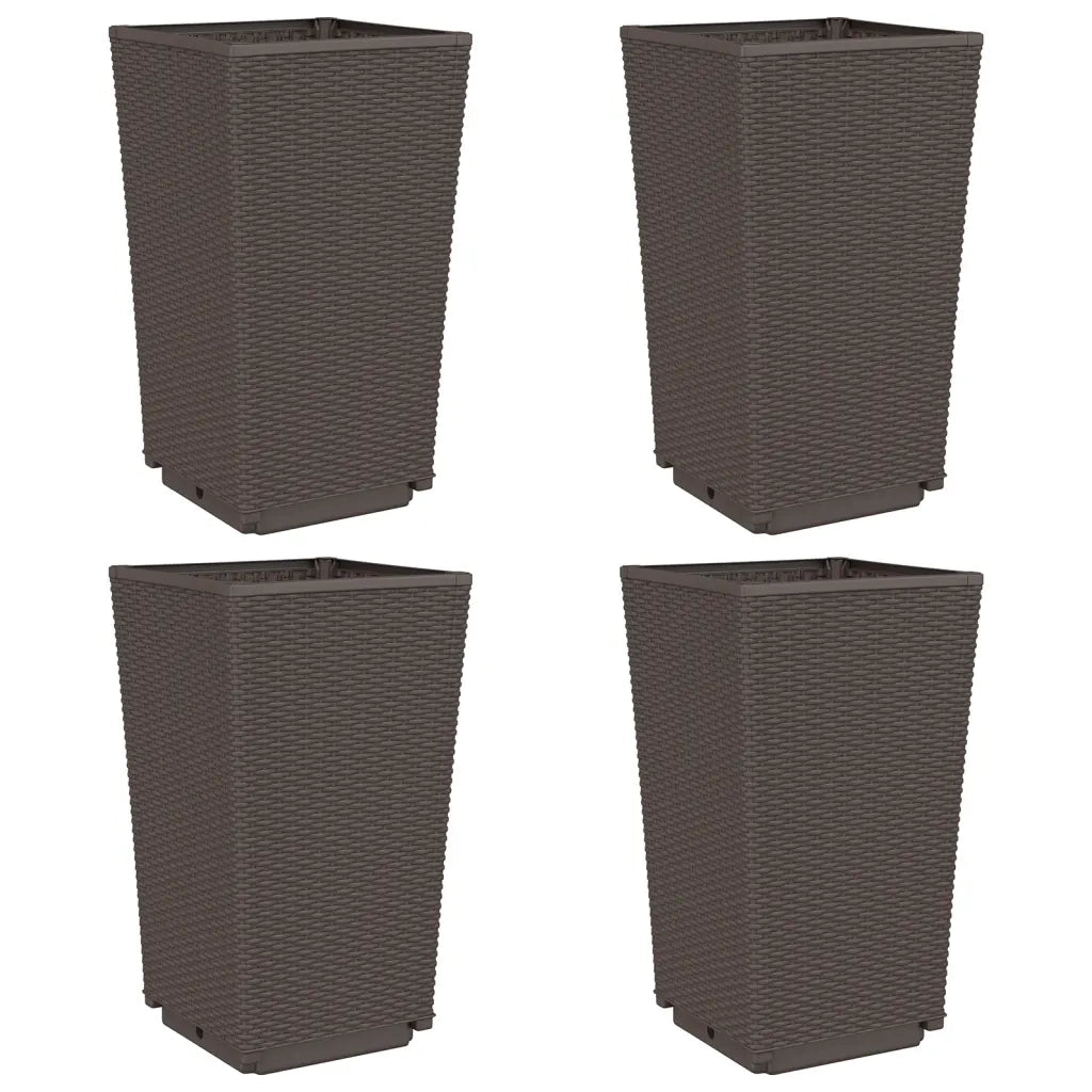 Fioriere da Giardino 4 pz Marrone 32,5x32,5x57 cm in PP 367855