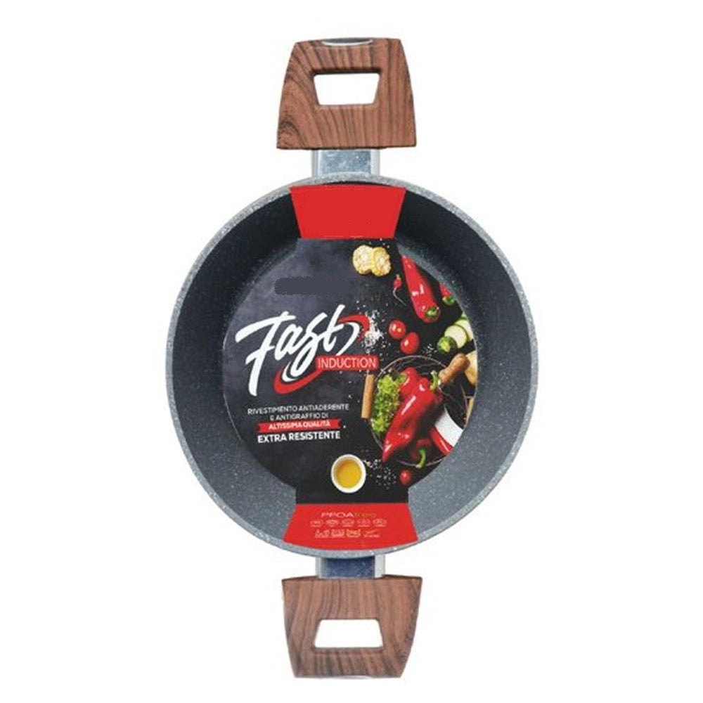 Trade Shop - Casseruola Con 2 Manici Legno Pentola Antiaderente Antigraffio Per Induzione Da ø16 A 24cm -