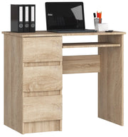 Scrivania per computer AKORD A6 Sonoma Quercia 90 cm 3 cassetti 90x50x77 cm Modello a sinistra