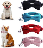 Set di 4 collari per gatti in flanella con campanello e coda - Collari per gatti a breakaway regolabili - Strumento per gatti - Per maggiore sicurezza