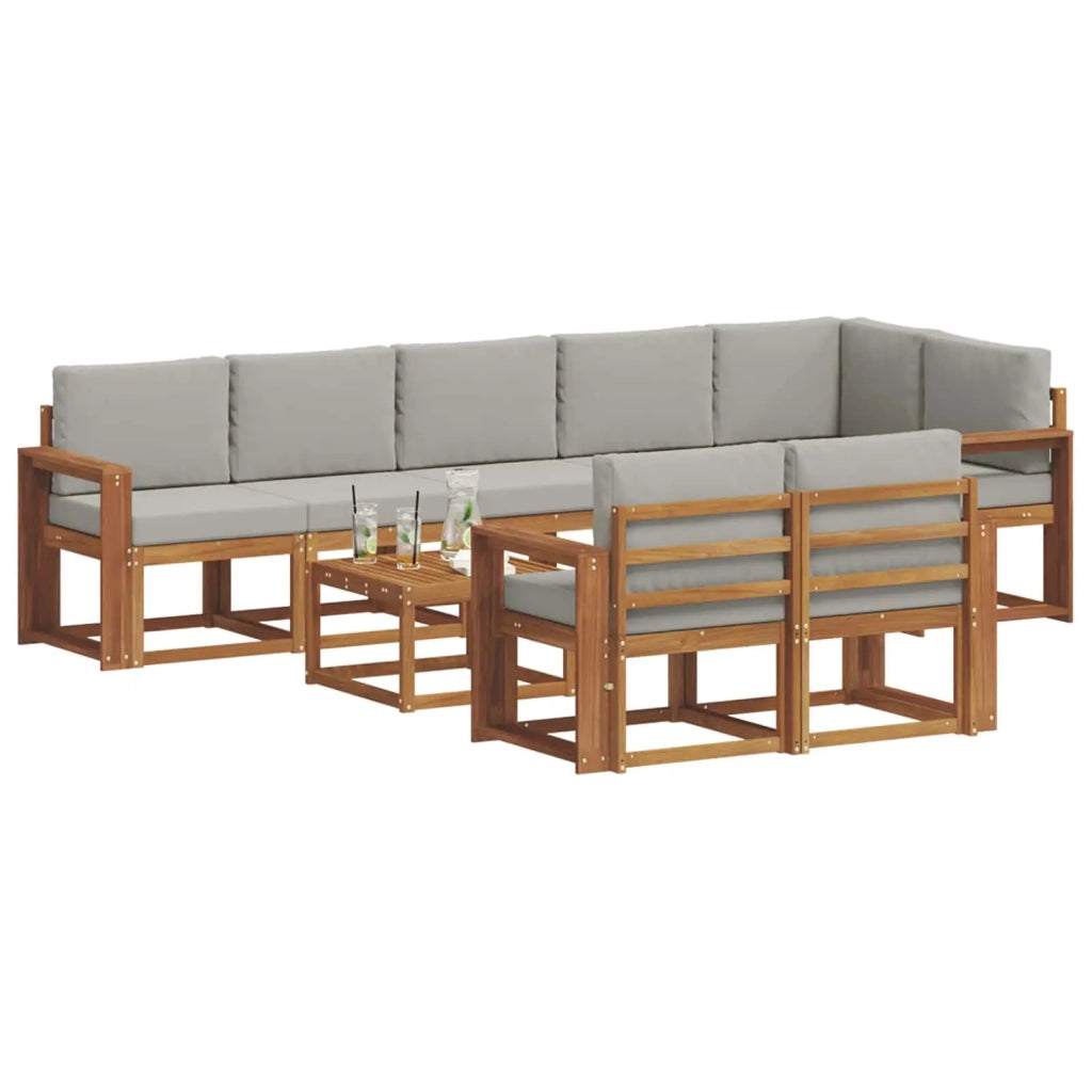Set di divani da esterno 9 pcs Grigio Naturale e Chiaro 3366609
