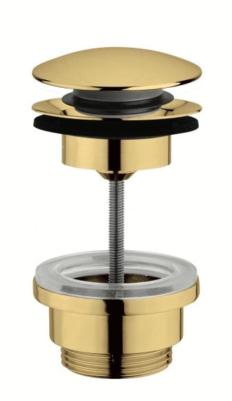 Scarico per lavabo e bidet CLIC-CLAC universale con sistema a vite in acciaio inox 304 FCR Finitura: Oro spazzolato PVD