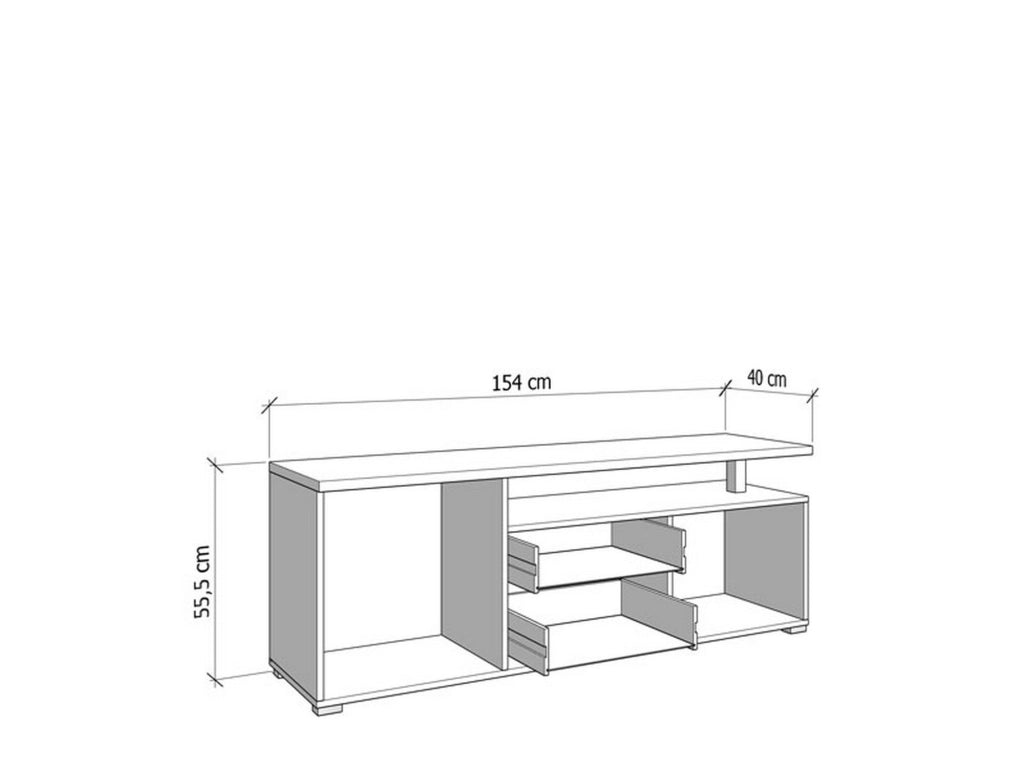 Melzo, Mobile Porta tv 2 Cassetti, 154x40x55.5h cm Bianco Opaco