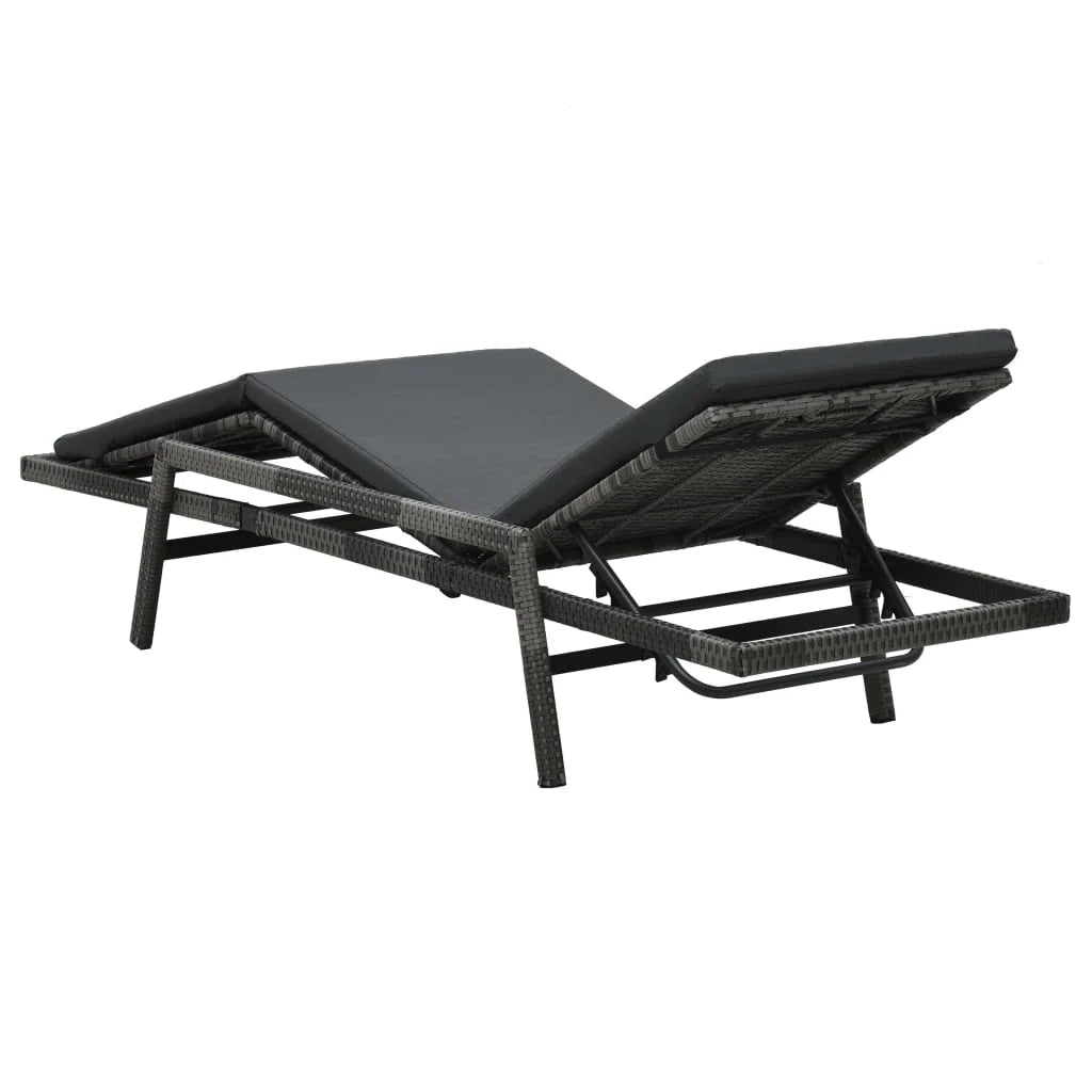 Lettino prendisole sedia a sdraio lettino prendisole letto da giardino mobili da esterno per patio con cuscino resina intrecciata grigia 02_0012509