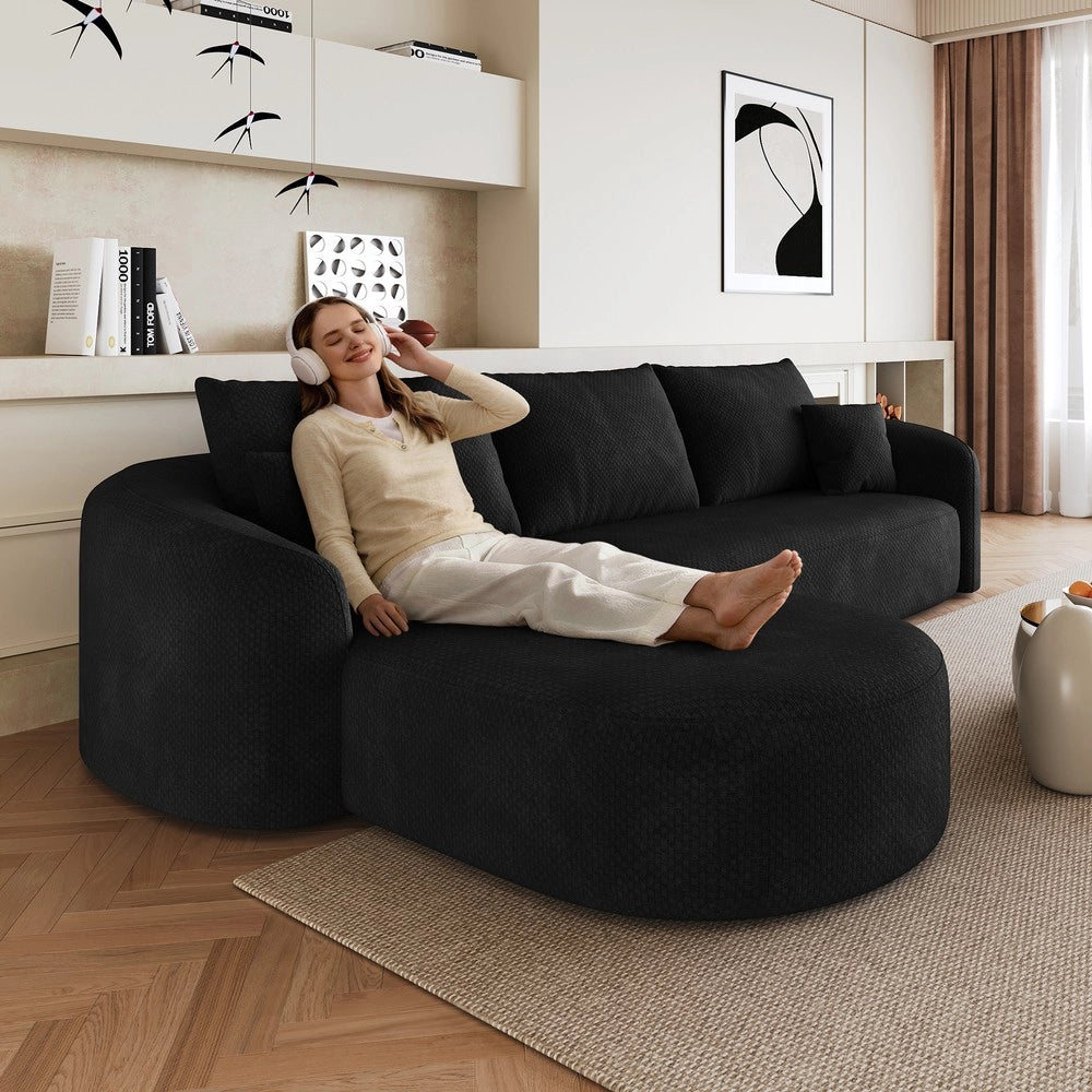 Divano angolare modulare ¨C Minimal ¨C nero velluto 266cm