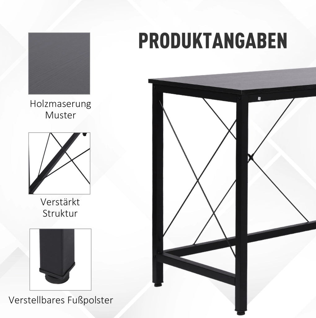 Scrivania angolare nera 150x150x76 cm in MDF e acciaio