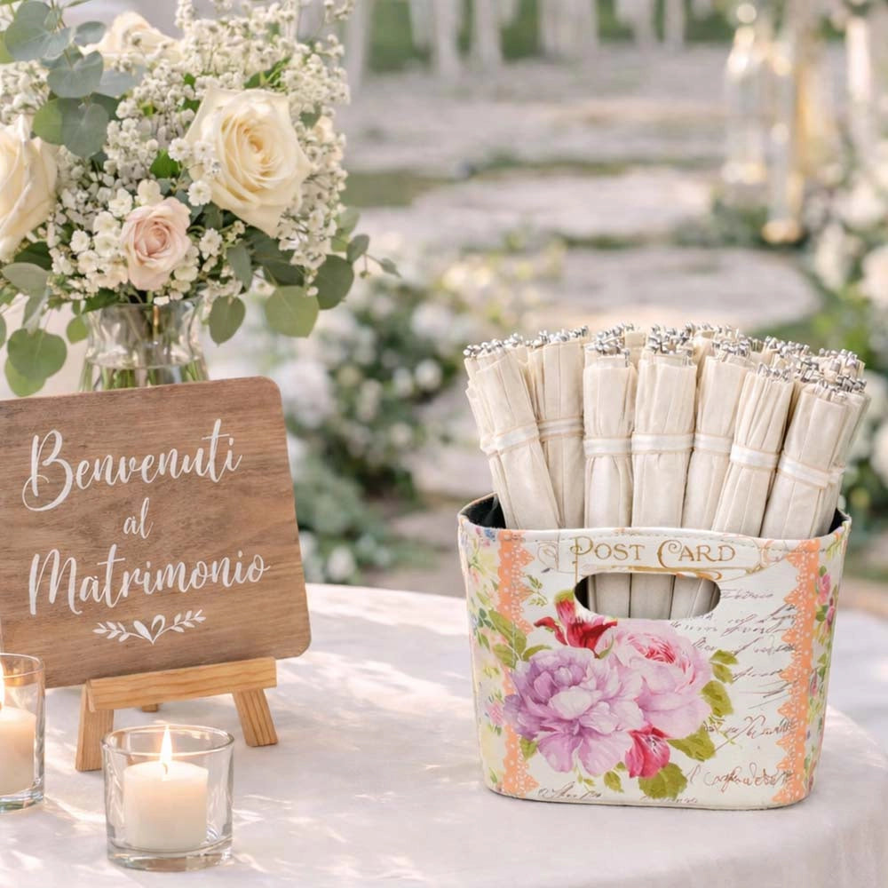 Borsette Flowers con manici fantasia floreale set 3 cm 19,5 x 8,5 x h 15,5