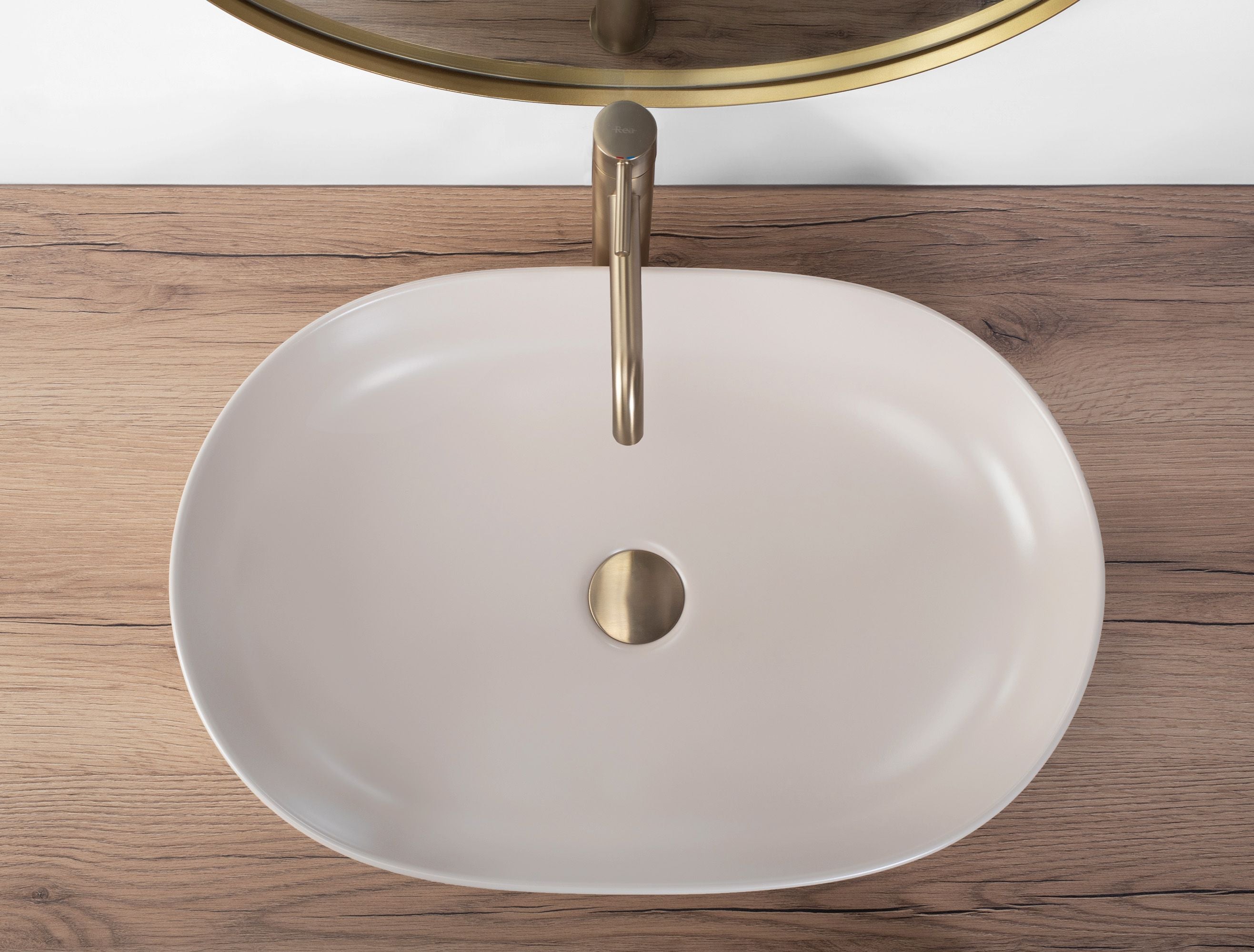 Lavabo Da Appoggio Rea Cleo 61 Beige Matt