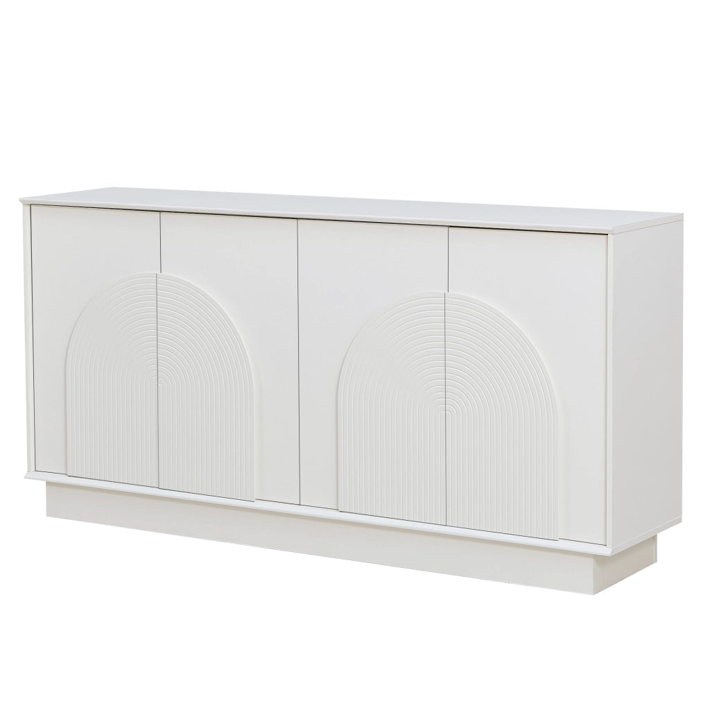 Credenza con 4 ante e ripiani interni - per soggiorno e sala da pranzo - in MDF - 160×38×80 cm - bianco