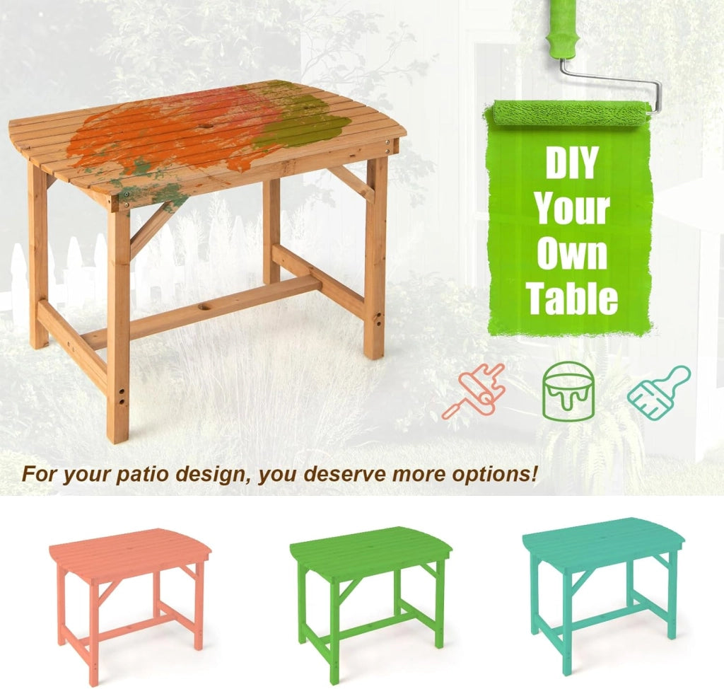 Tavolo da Giardino in Legno di Abete, Tavolo da Pranzo con Foro per Ombrellone, Tavolo Ausiliare con Portata di 180 kg, Tavolo da Salotto per 4-6 Persone, 100 x 60 x 75 cm, Naturale