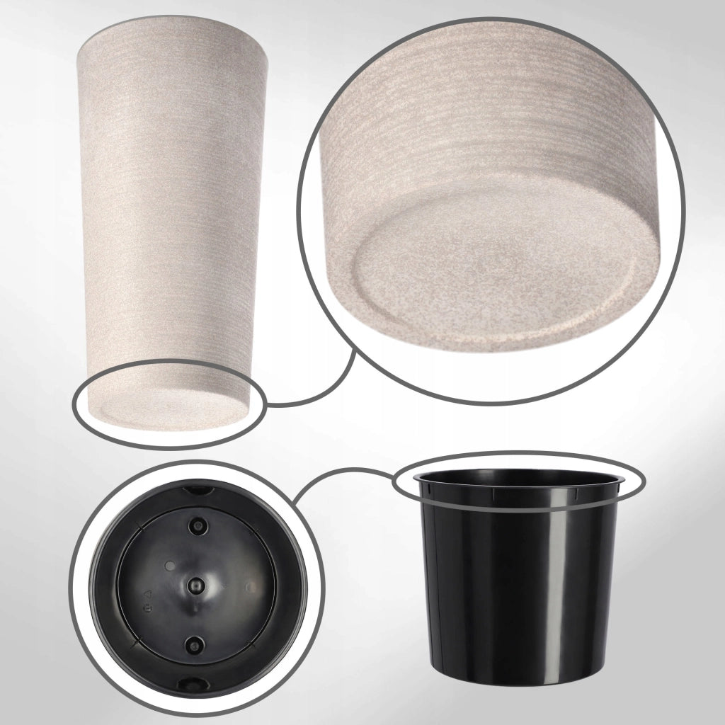 Set di 3 vasi da fiori KADAX, vasi da giardino + inserti, alti e grandi, beige, 37+47+57 cm