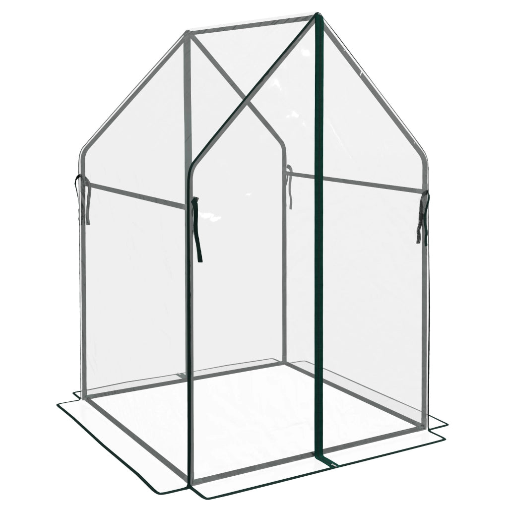 Mini Serra da Giardino con 2 Porte Avvolgibili e Copertura in PE 90x90x145cm, Trasparente