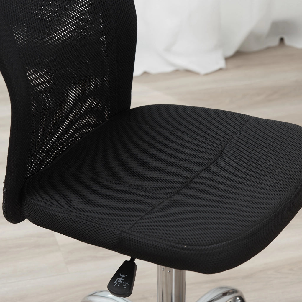 Sedia da ufficio ergonomica senza braccioli con altezza regolabile e seduta imbottita con rete in poliestere nero