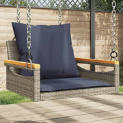 Panchina Dondolo con Cuscini Grigia 63x62x40 cm in Polyrattan