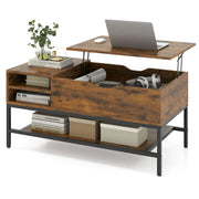 Tavolino da caffè con piano sollevabile 99,5 x 49,5 x 47,5 cm pratico contenitore design moderno truciolato marrone rustico 20_0018895