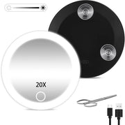 Specchio di ingrandimento 20x con illuminazione, 10,16 cm specchio di trucco portatile con 3 ingranaggi, specchio di ingrandimento del trucco con illuminazione, funzione di regolazione della luminosità.