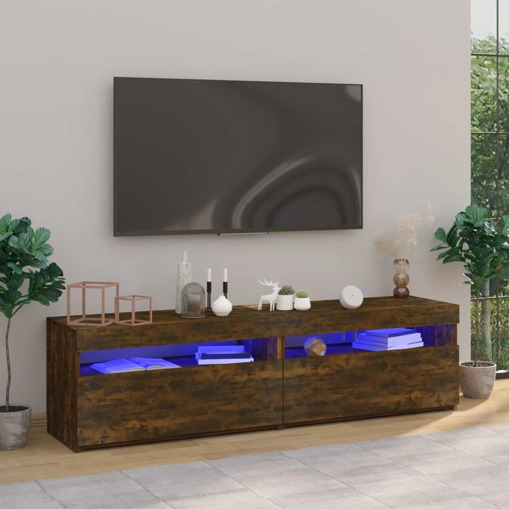 Mobile Porta TV con Luci LED 2pz Rovere Fumo 75x35x40 cm 815124