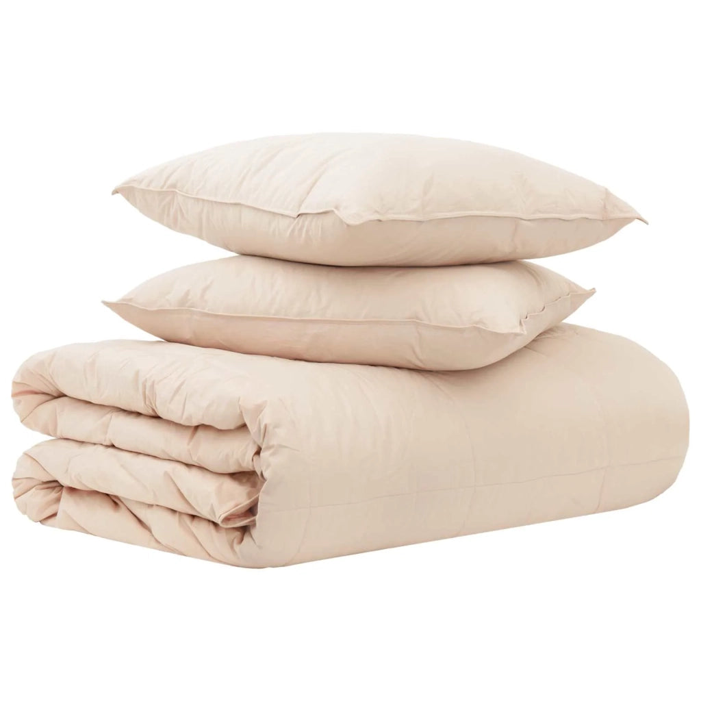 Set di Piumoni 2 pz 140 x 220 cm Kapok e Poliestere Beige 3432012