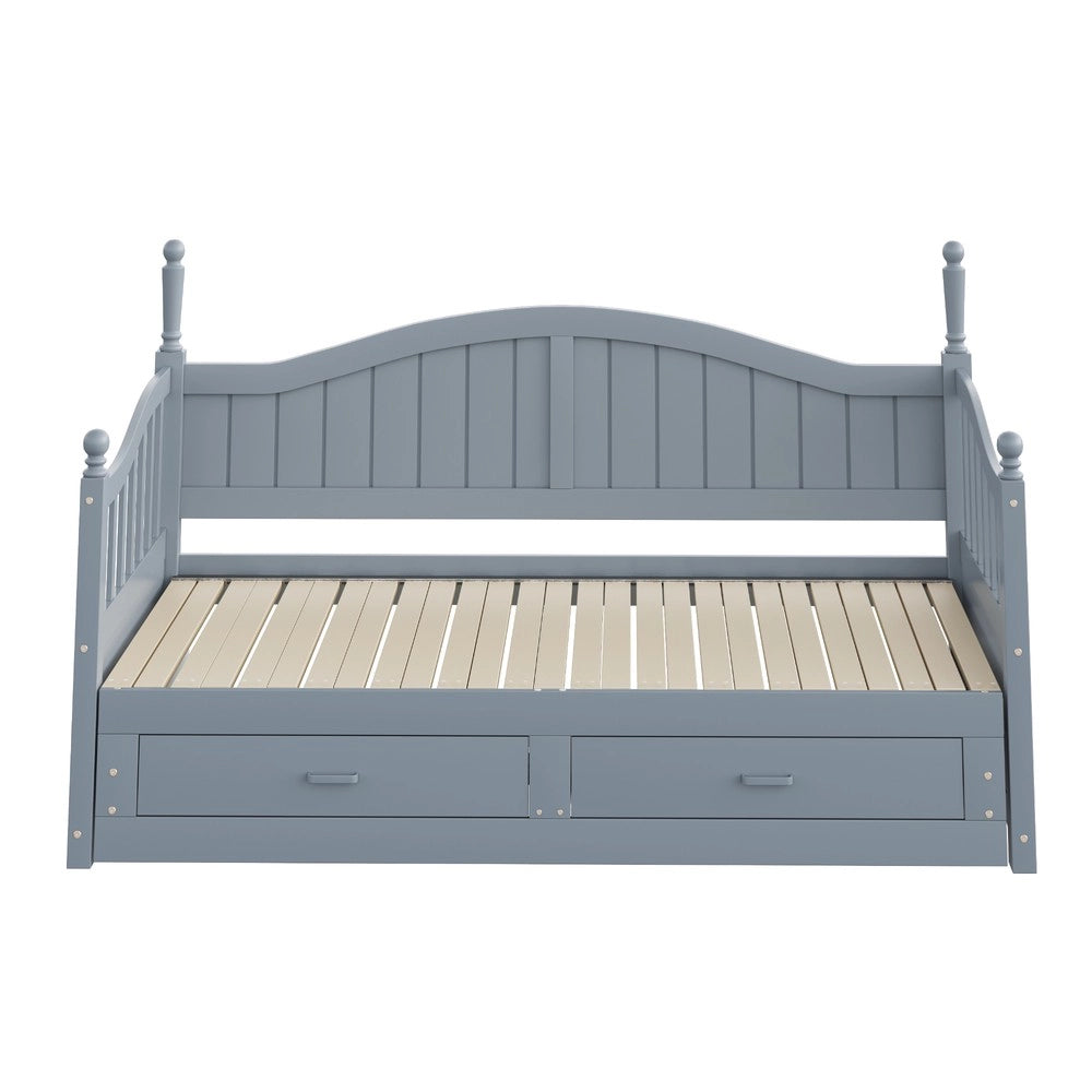 Letto Contenitore Estraibile in Legno Massello di Pino ¨C MINIMAL ¨C Grigio, con Cassetti e Doghe, 90/180x190