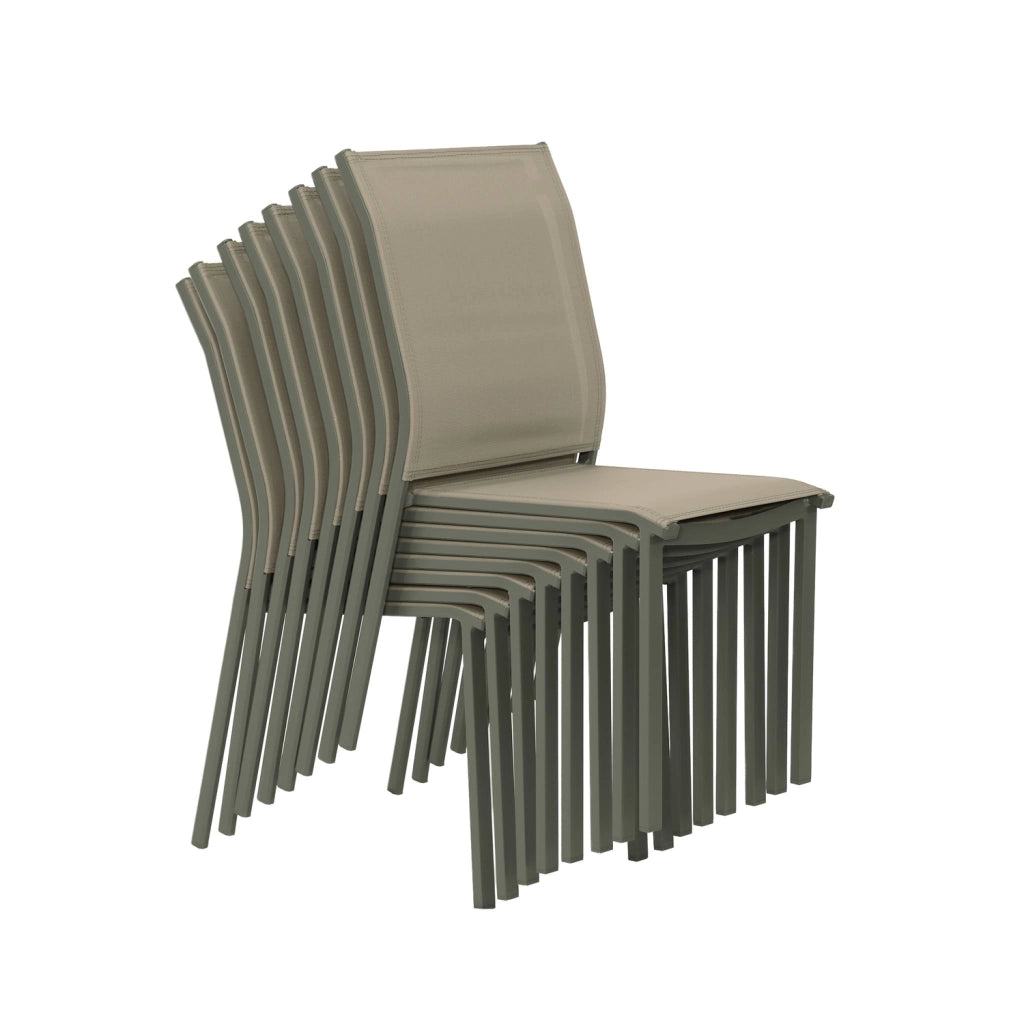 Set tavolo da giardino in alluminio con 8 sedie, verde kaki