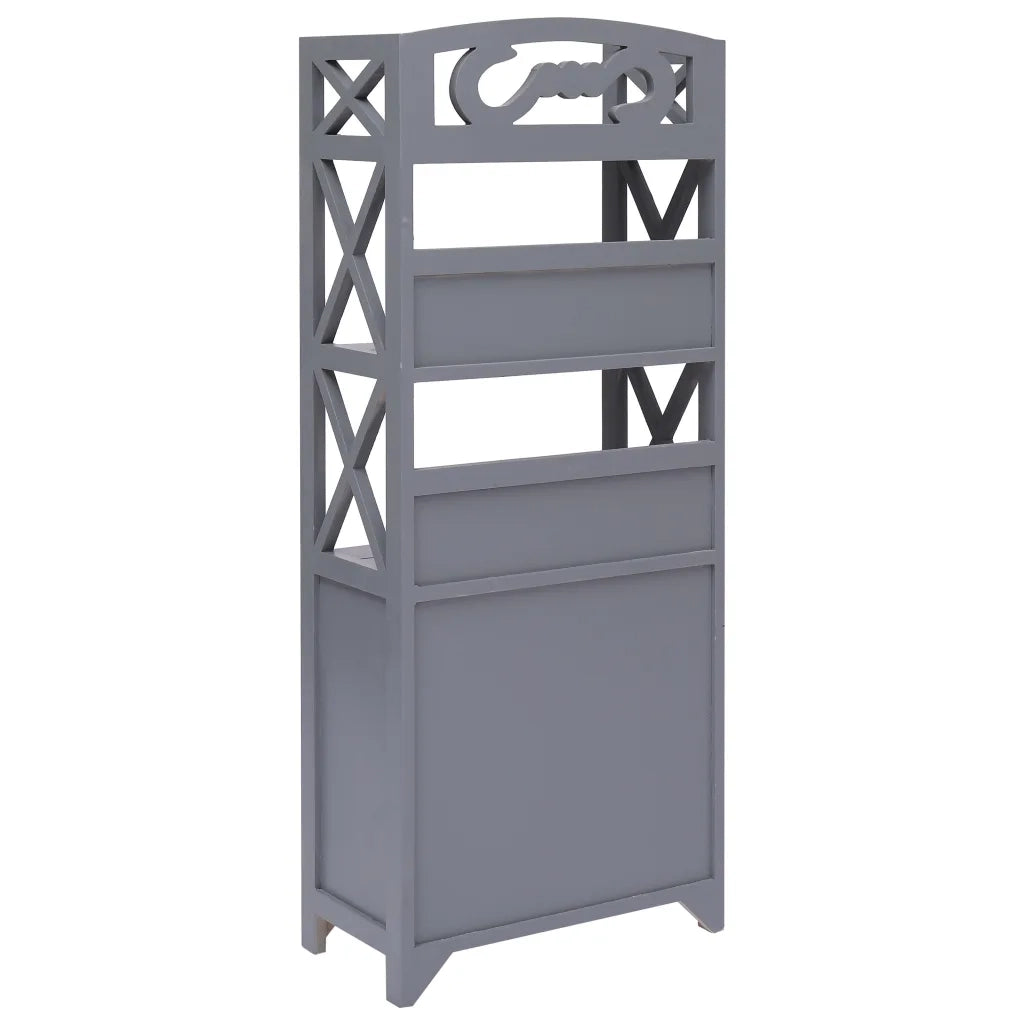 Mobiletto da Bagno Grigio 46x24x116 cm in Legno di Paulownia 284110