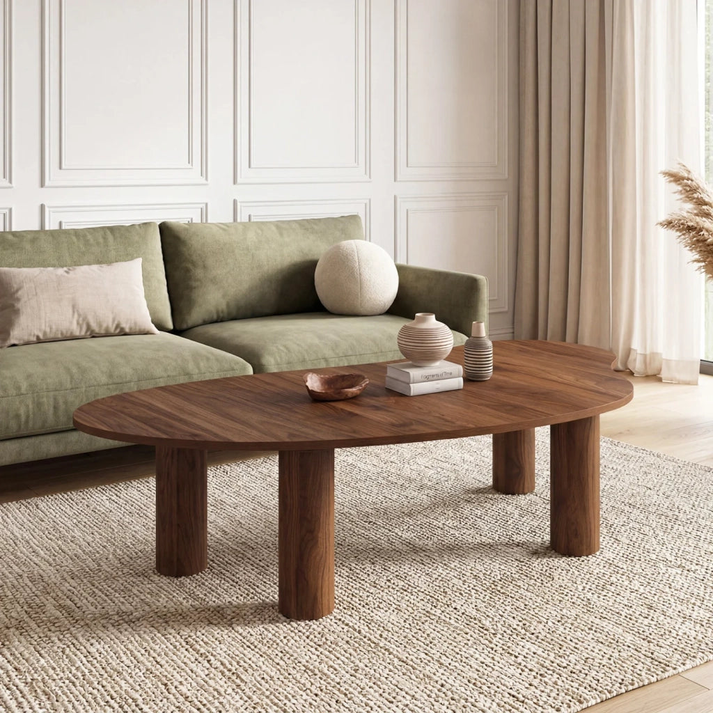 IDMarket - Tavolino ORGANIQUE 100 cm in legno effetto noce