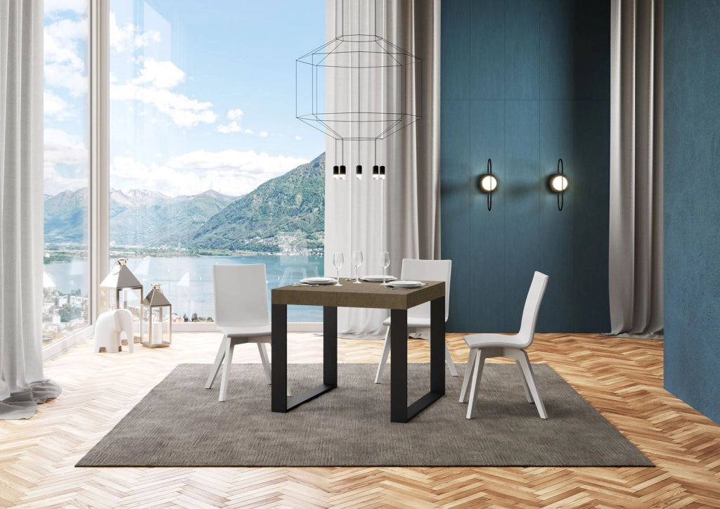 Tavolo Allungabile 90-246x90x77 cm Tecno Tortora Telaio Antracite
