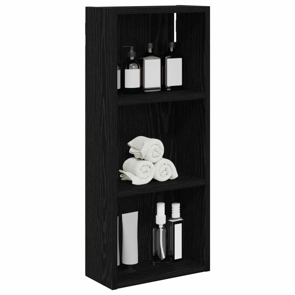 Armadio da bagno a muro Rovere Nero 30 x 14 x 70 cm