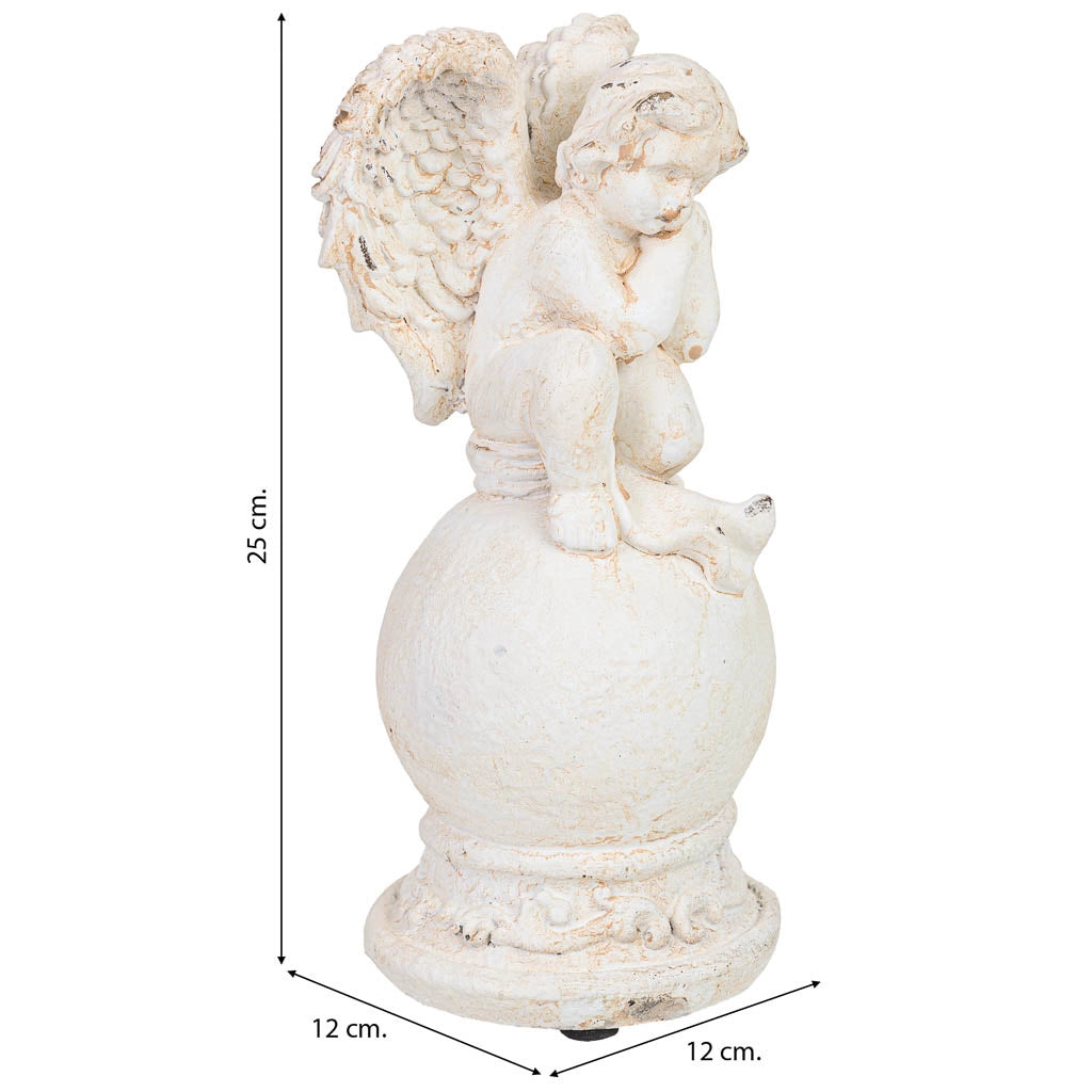 Figura decorativa a forma di angelo in magnesio bianco, 12x12x25h cm