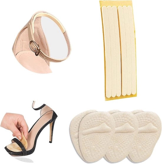 6 paia di supporti per tallone alti con cuscino e pomelli - Prevenire dolore e bolle, adatti per stivali alti e sandali (beige)