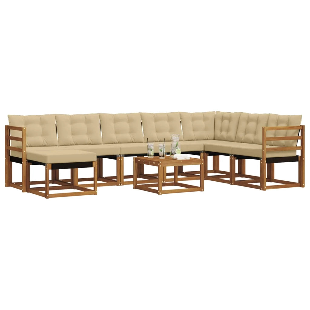 Set di divani da esterno con cuscino 9 pcs Naturale e Beige