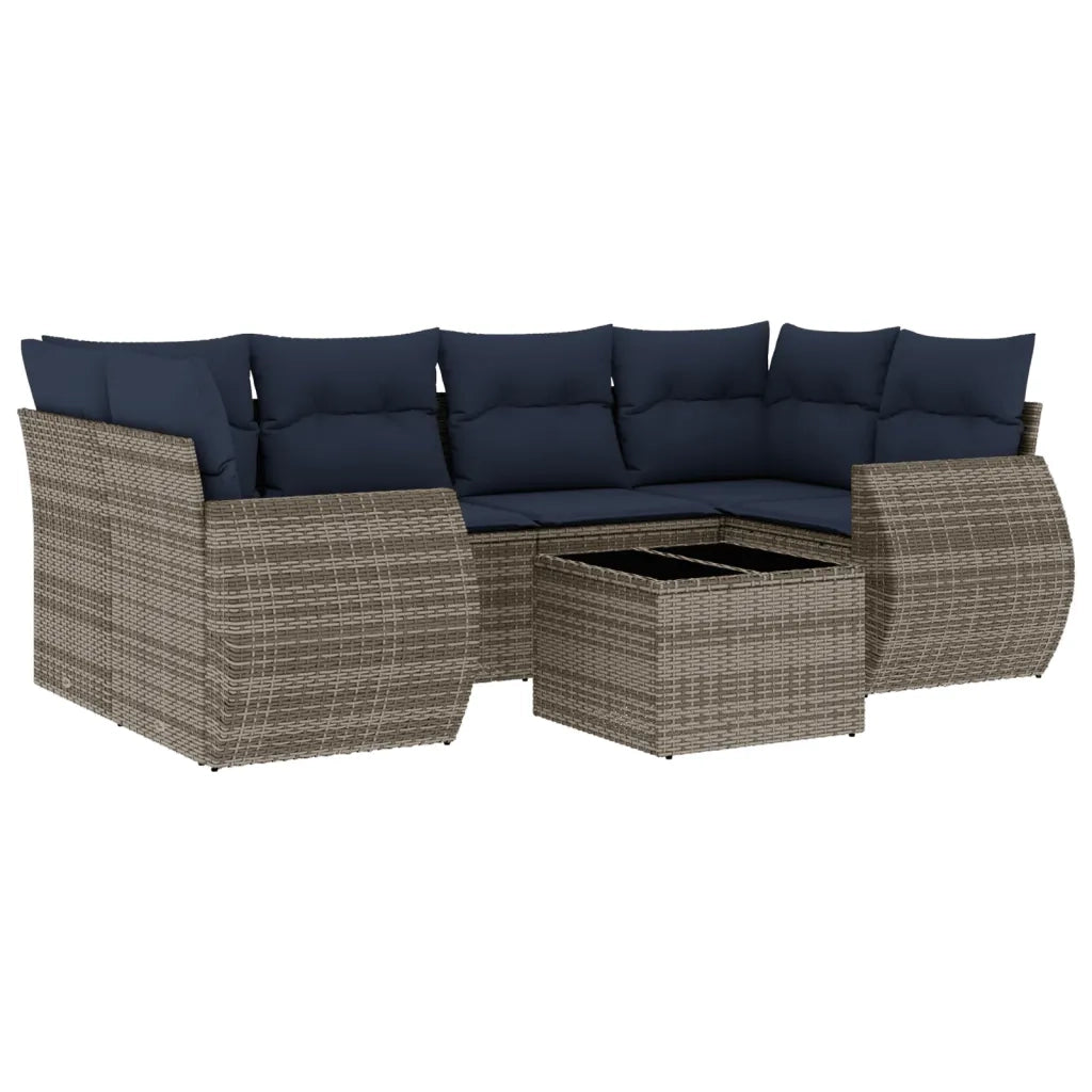 Set Divani da Giardino 7 pz con Cuscini Grigio in Polyrattan 3221120