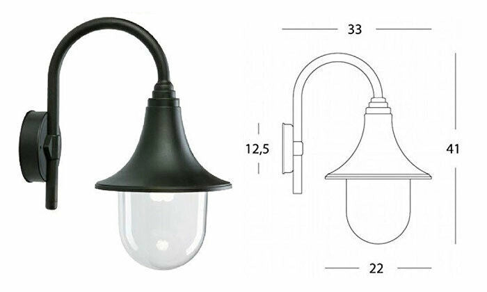 Lampada da Parete Applique in Basso con Braccio Illuminazione Esterno Nero Sovil