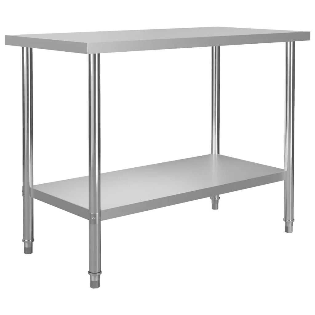 Tavolo da lavoro da cucina con ripiano 120 x 60 x 120 cm acciaio inox 02_0001918