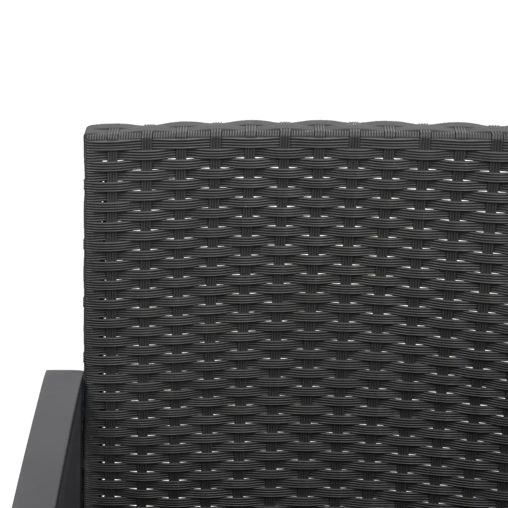Panca da Giardino a 3 Posti con Cuscini in Rattan PP Nero 360212