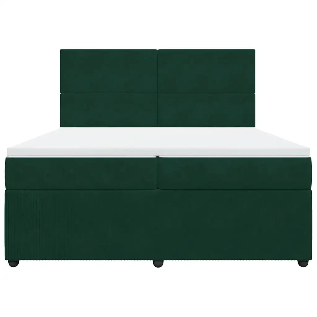 vidaXL Giroletto a Molle con Materasso Verde Scuro 200x200 cm Velluto