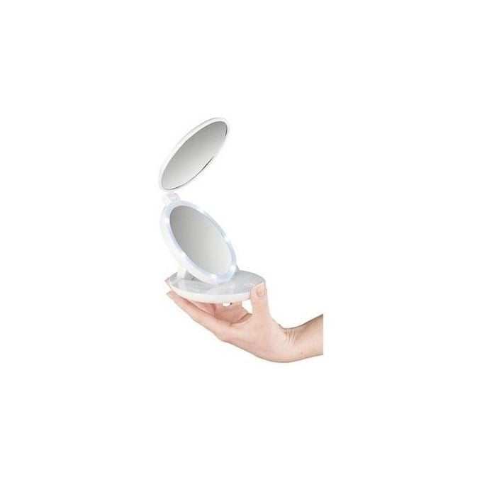 Macom Doppio specchio da borsetta luce led 7x e naturale per trucco Bianco