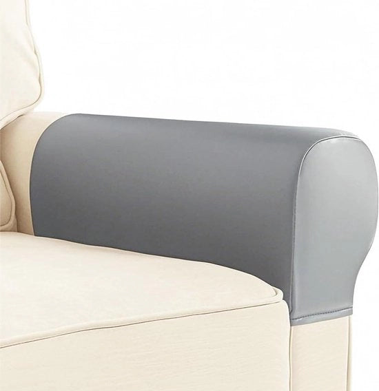 Cuscini per braccioli - 2 pezzi - impermeabili - grigi - finitura in pelle PU - flessibili - stile vintage - adatti per braccioli - idrorepellenti - protezione contro macchie