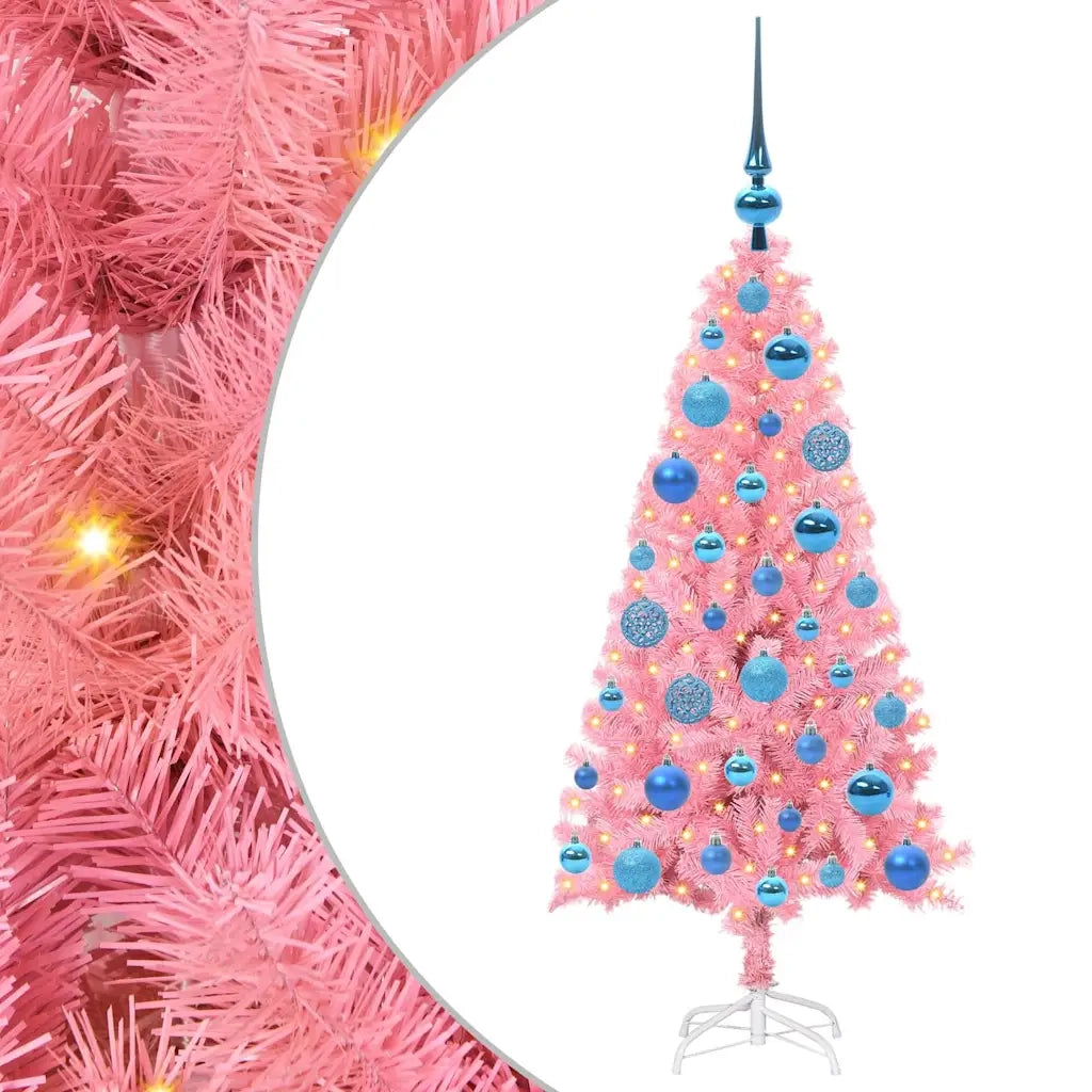 Albero di Natale con 150 LED con supporto-Luci decorative natalizie Rosa 120 cm PVC 461756