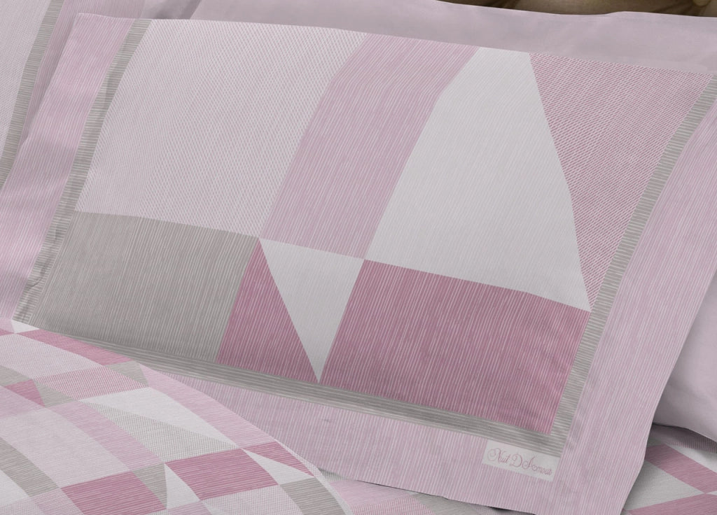 Completo Lenzuola Flanella Linea SuperEuropa 100% Cotone Disegno Atene 7879 - Singolo - Rosa