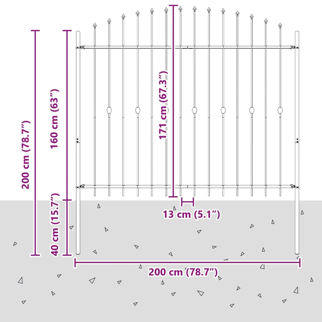 Recinzione da Giardino | Recinzione a punte Asten Nero 200 x 200 cm