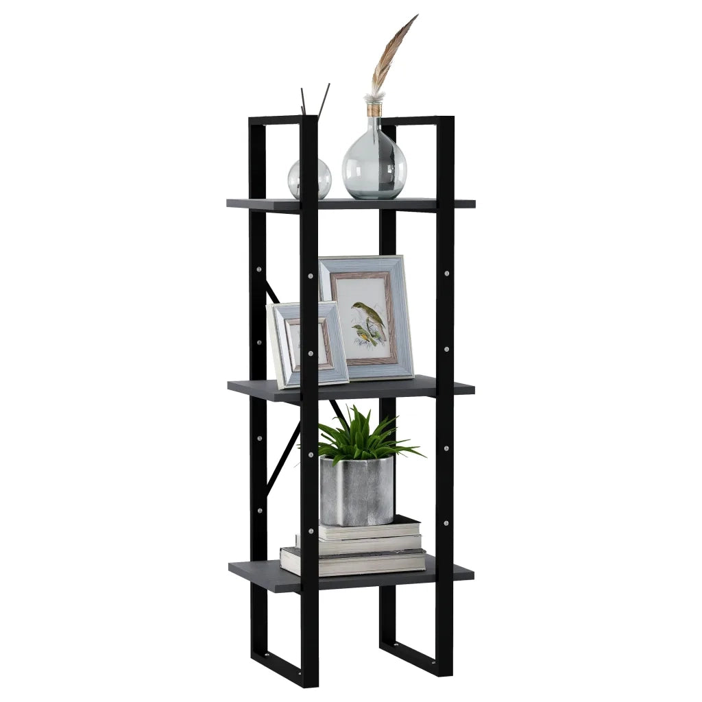 Libreria a 3 Ripiani Grigia 40x30x105 cm in Massello di Pino cod mxl 16938