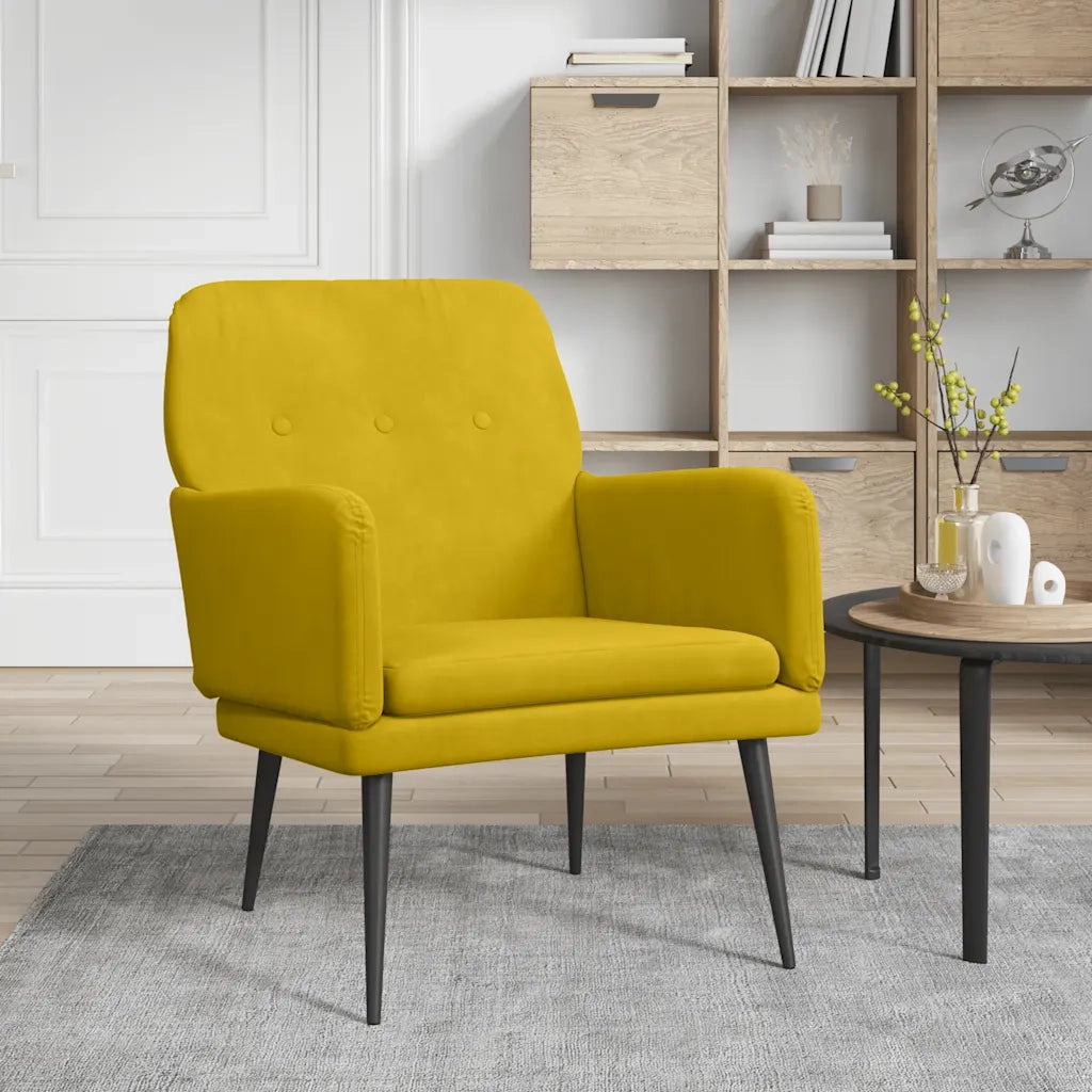 Poltrona | Sedia Relax Gialla 62x79x79 cm Velluto