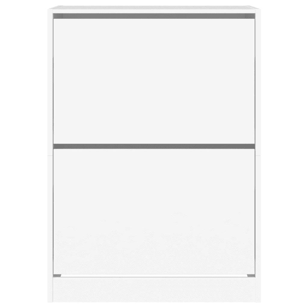Scarpiera con 2 Cassetti Ribaltabili Bianca 80x42x108 cm 3214399