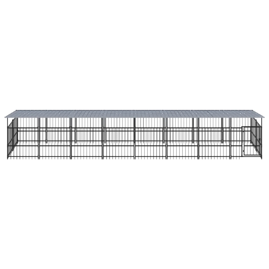 Cuccia gabbia per animali da esterno pac con tetto per cani in acciaio 15,02 m² nero 02_0041745