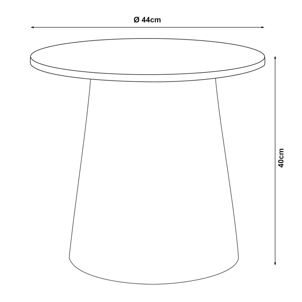 Tavolino da caffè Nyd Base a Cono Troncato e Piano Rotondo 40 x Ø44 cm Nero [en.casa]