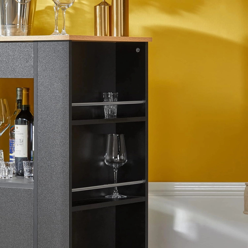 Mobile Cucina Salvaspazio Credenza Cucina Carrello Cucina con Ruote Mobiletto Cucina Dispensa Madia Cucina Mobile Cucina con Ripiani nero 82x46x88 cm FKW113‑SCH