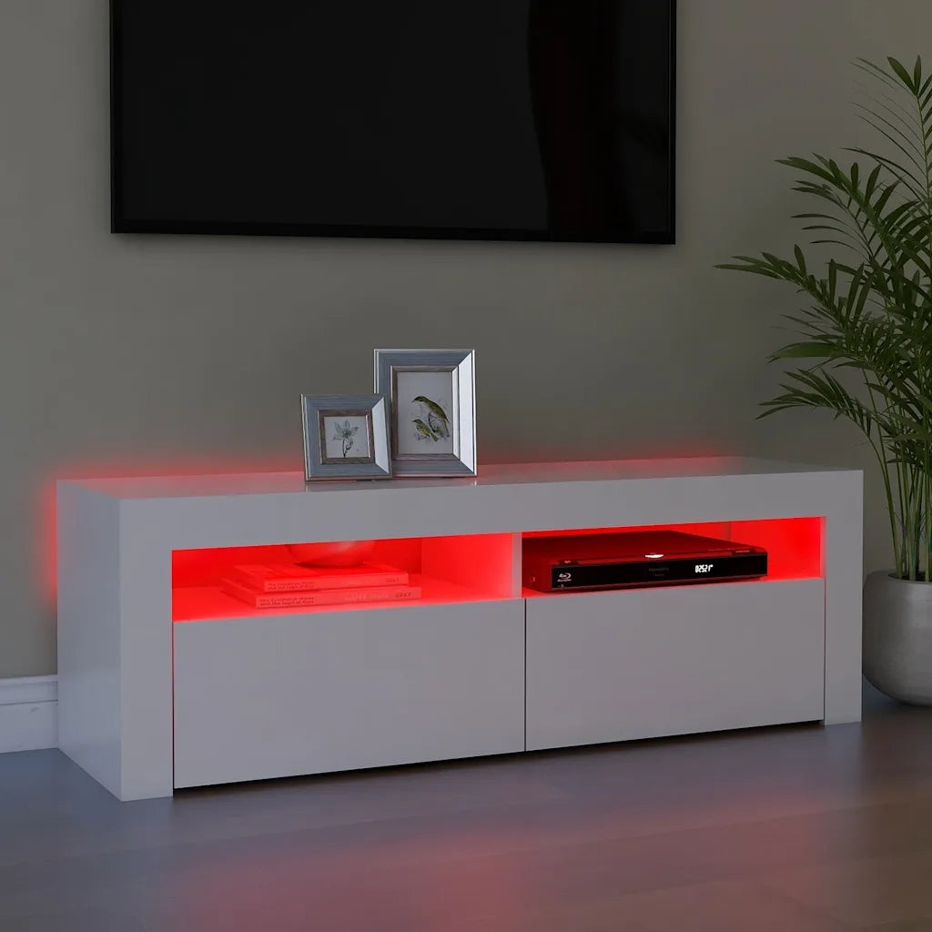 Mobile Porta TV con Luci LED-Credenza TV Bianco 120x35x40 cm 814550