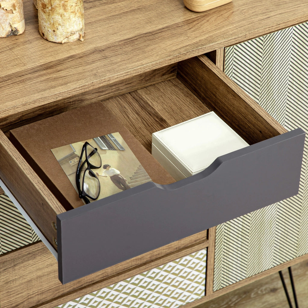 C¨®moda con 4 Cajones ¨C Zephmum ¨C 79x39x86 cm Marrone Legno Metallo