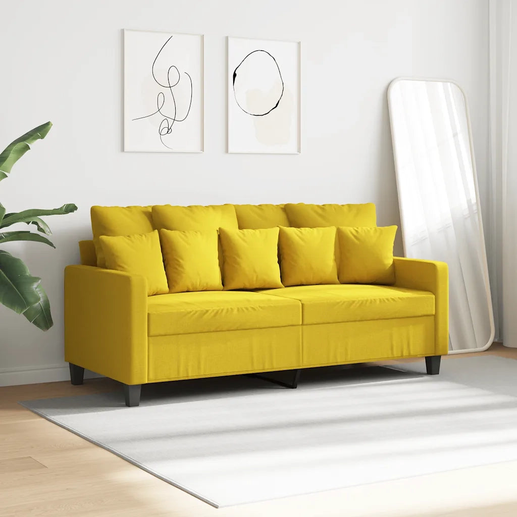 vidaXL Divano a 2 Posti Giallo Chiaro 140 cm in Tessuto